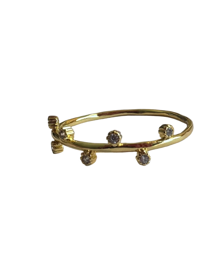 Silver Rhinestone Gold Ring - Size 7.5