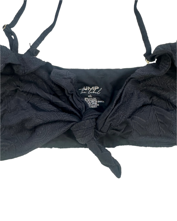 Black Embossed Ruffle Bikini Top - Extra Large and Extra Extra Large