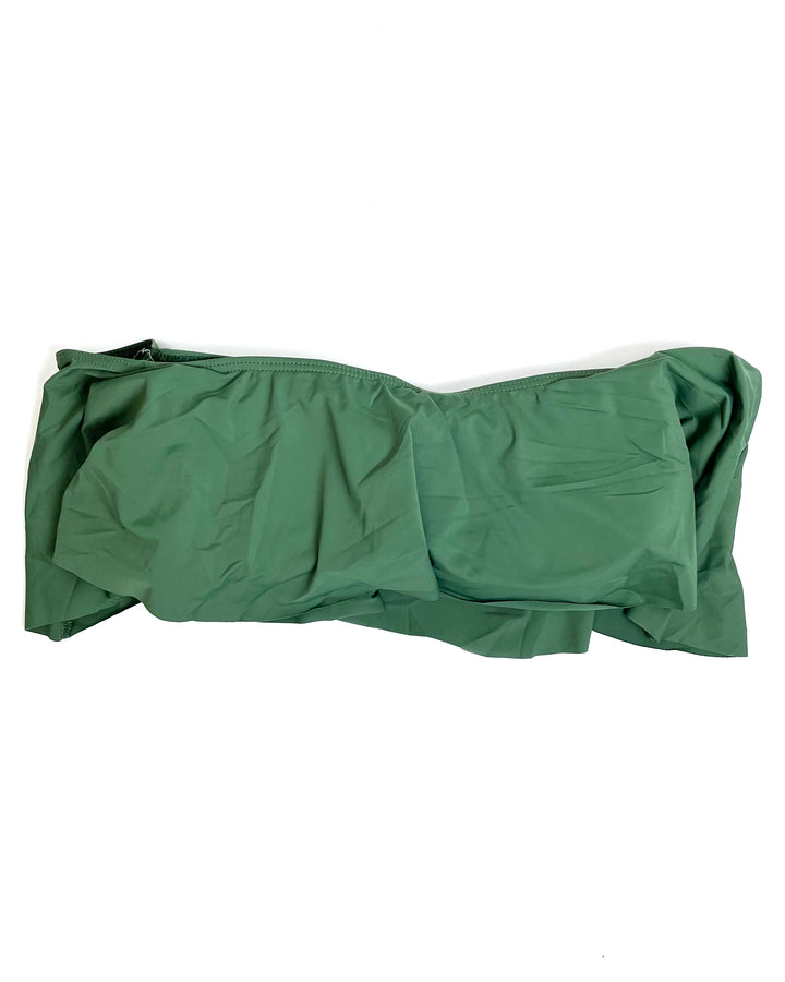 Dark Green Ruffle Bandeau Bikini Top - S, XL
