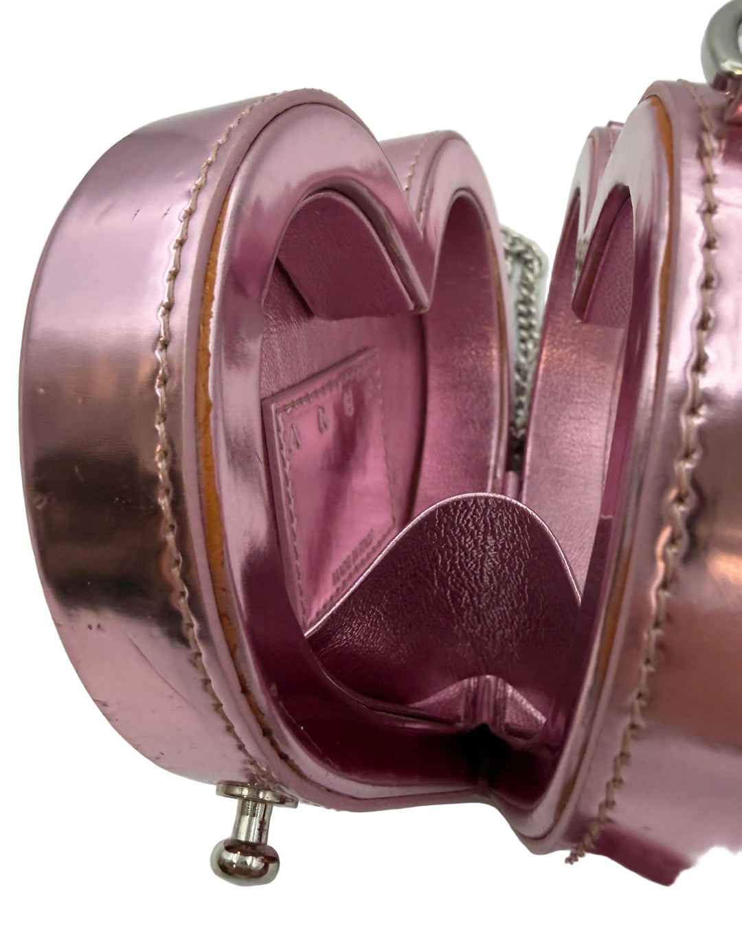 Light Metallic Pink and Clear Heart Mini Bag