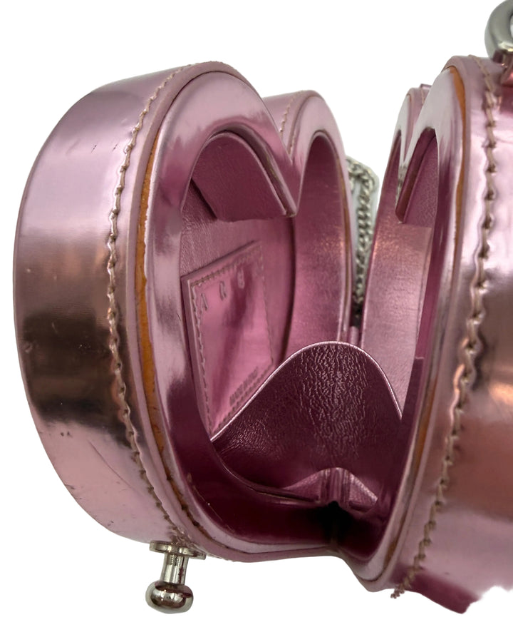Light Metallic Pink and Clear Heart Mini Bag