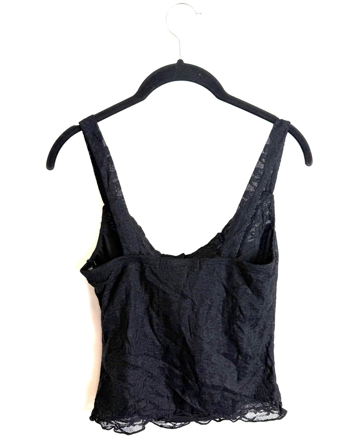 Black Cowl Lace Neck Top - Size 2/4