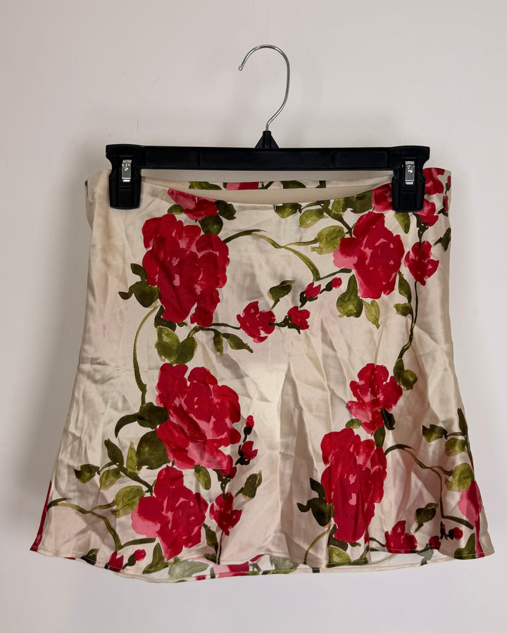Tan Floral Strapless Top - Size 2/4