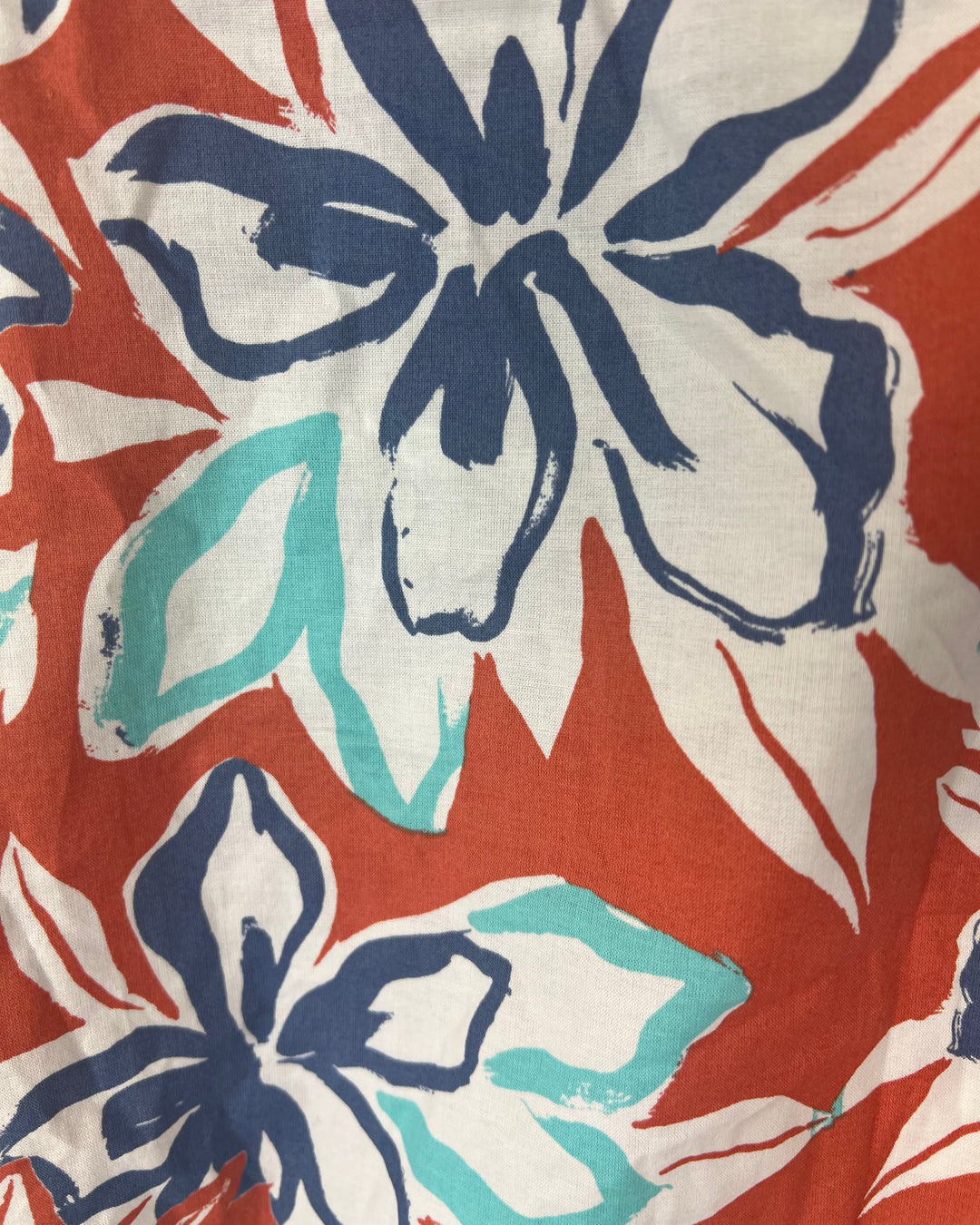 MENS Salmon Collared Shirt With Blue Floral Pattern - Medium