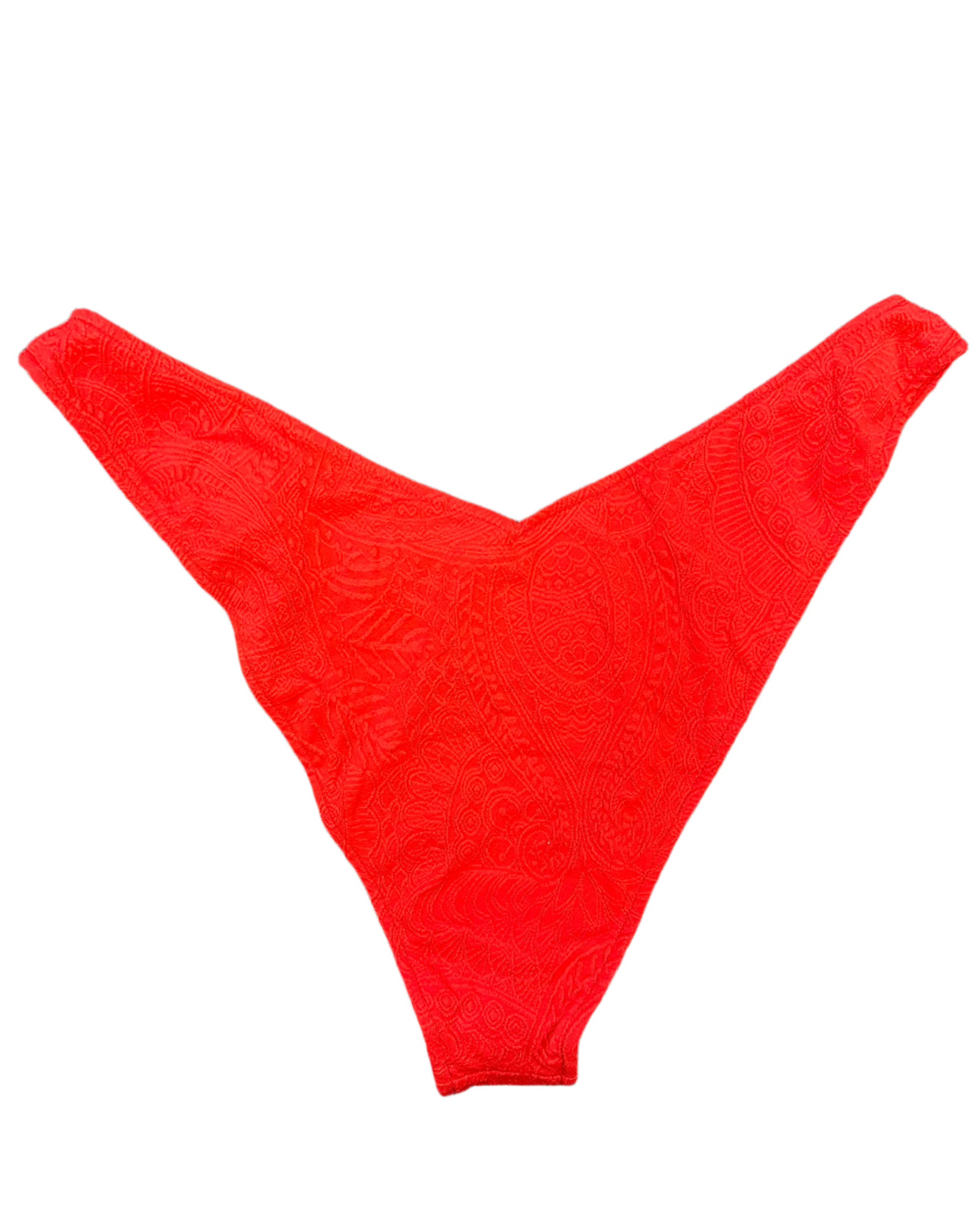 Red Embossed High Cut Bikini Bottom - Extra Large and Extra Extra Large