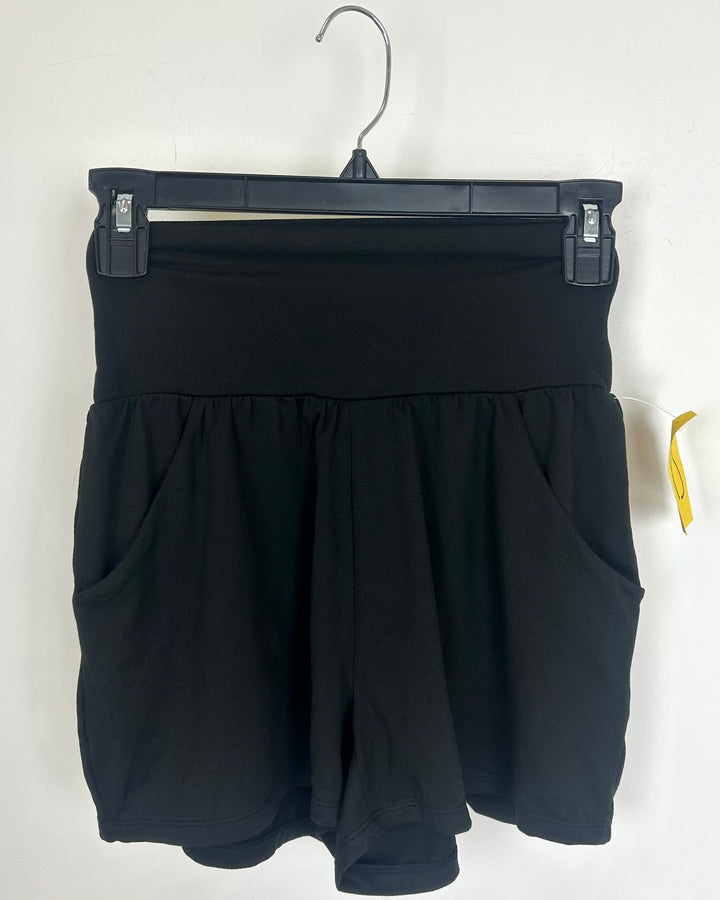 Black Banded Lounge Shorts - Size 0/2