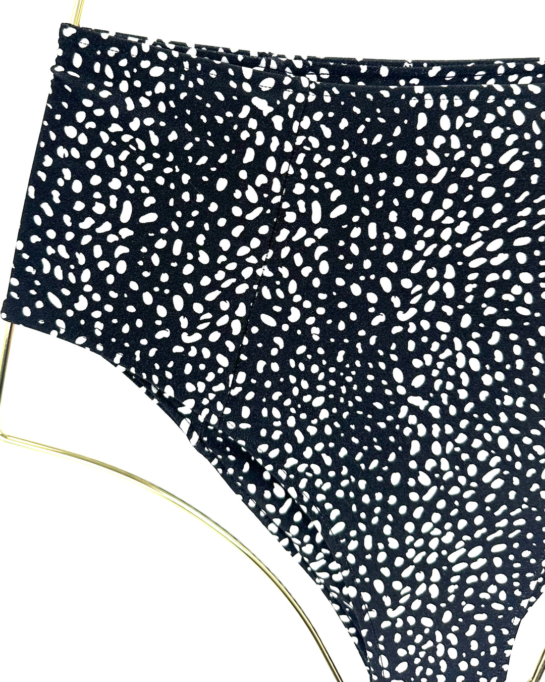 Black And White High Waist Moderate Coverage Bikini Bottom - Extra Small and Small