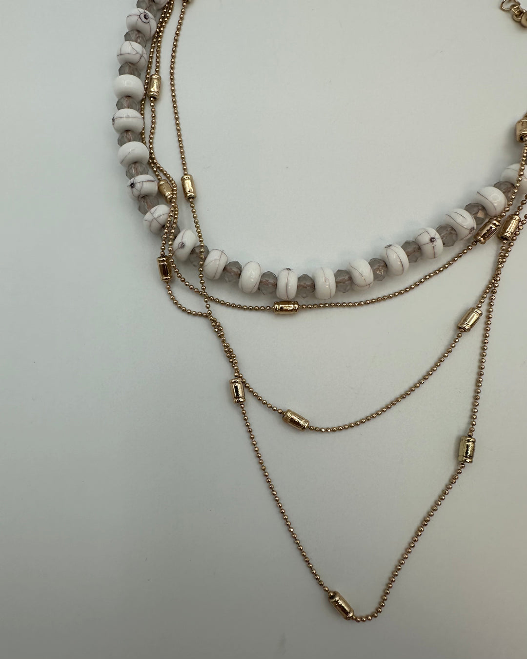 Gold Beaded Layered Necklace