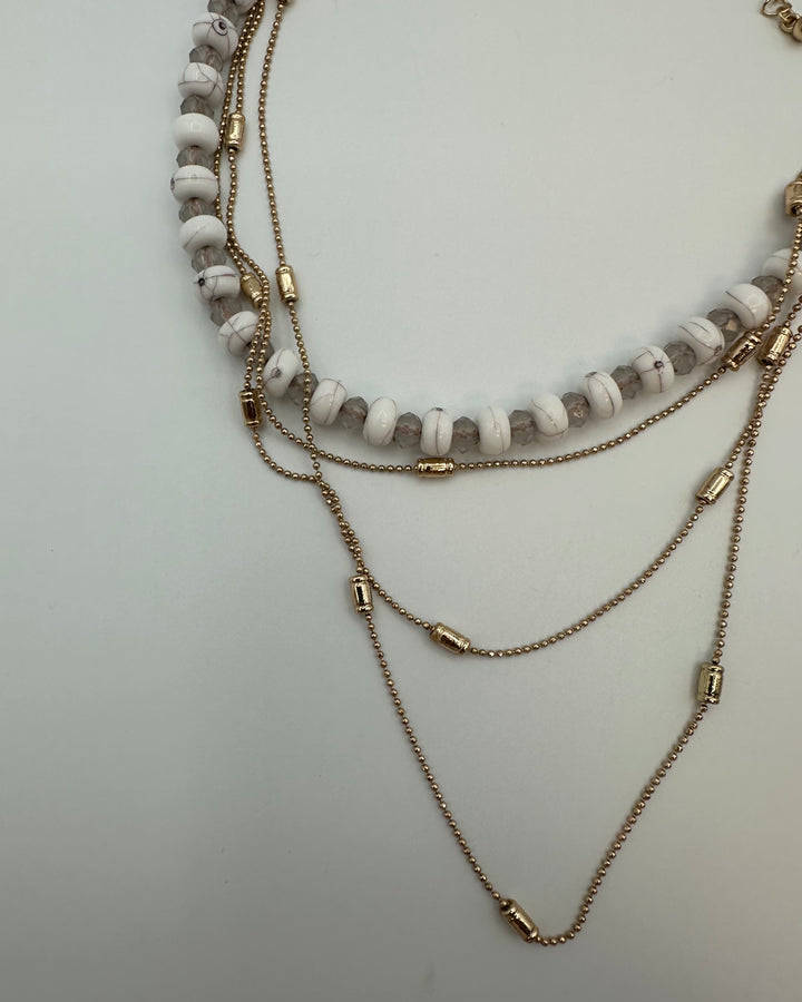 Gold Beaded Layered Necklace