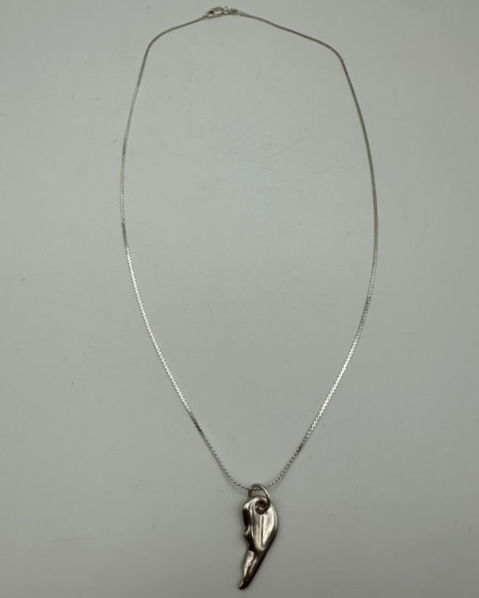 Silver Half Broken Heart Necklace