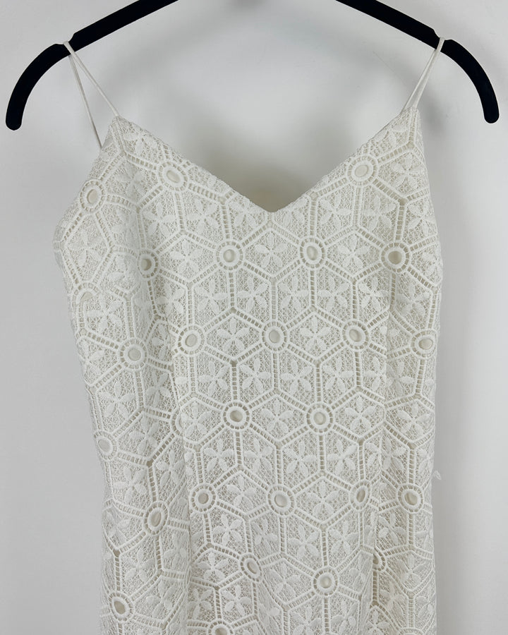 White Crochet Short Dress - Small