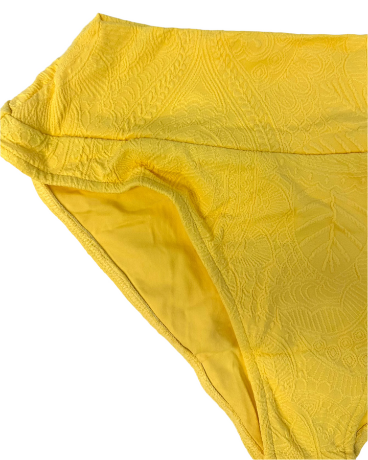 Yellow Embossed Fuller Coverage Bikini Bottom - XS, S, M, XXL