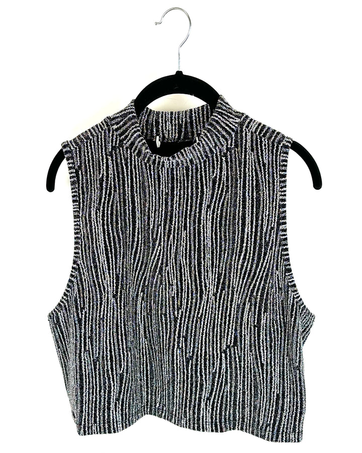 Shimmering Metallic Sleeveless Cropped Top - Small, Medium ,Extra Large