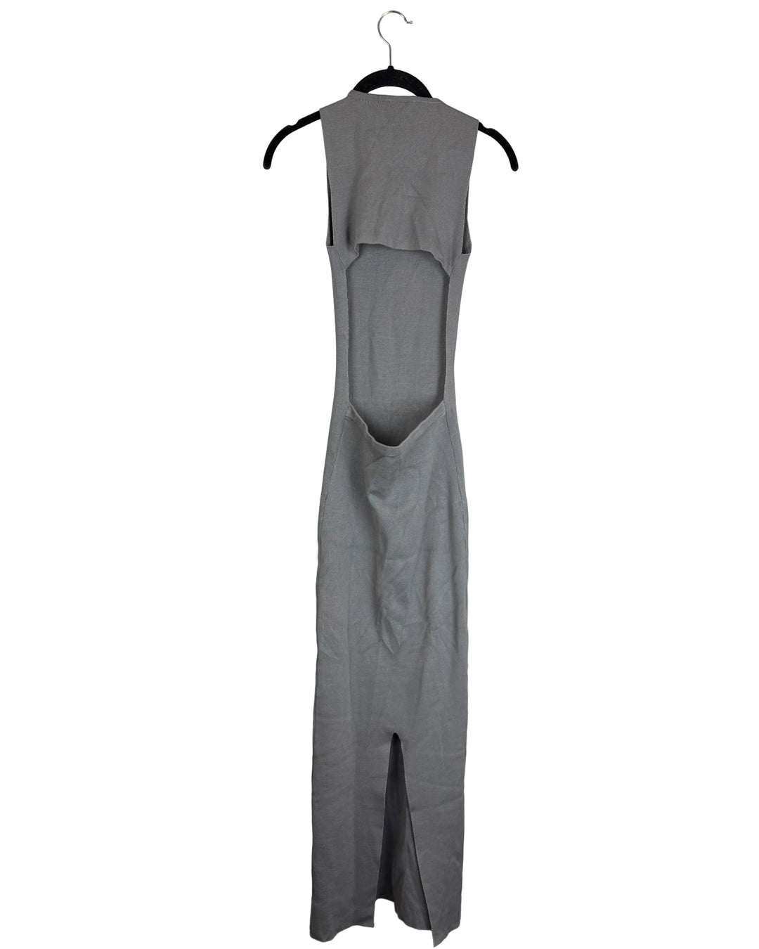 Gray Open Back Fitted Maxi Dress - Size 00/0