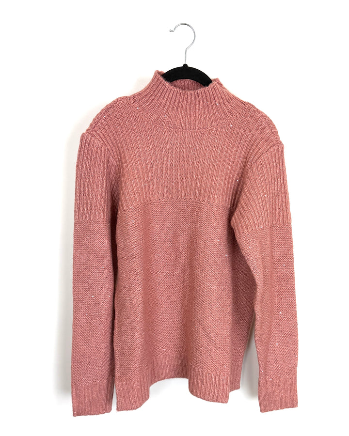 Muted Pink Sequin Turtleneck Sweater - Size 6/8