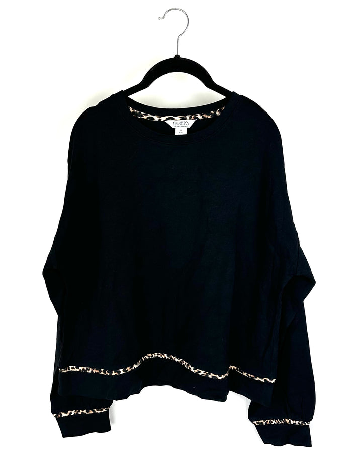 Black and Leopard Print Loungewear Set - Small