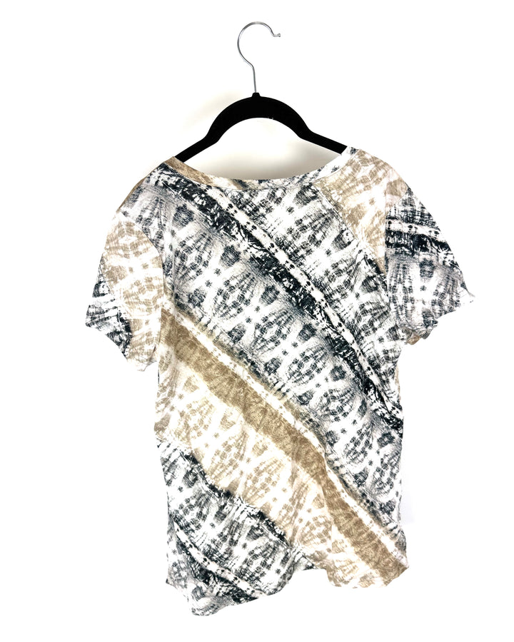 Black And Beige Tie-Dye T-Shirt - Size 6/8