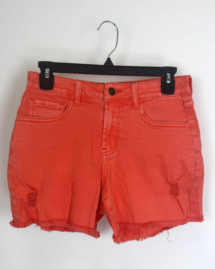 Bright Coral Denim Shorts - Size 6/8