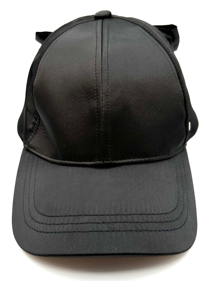 Black Satin Bow Baseball Hat - One Size