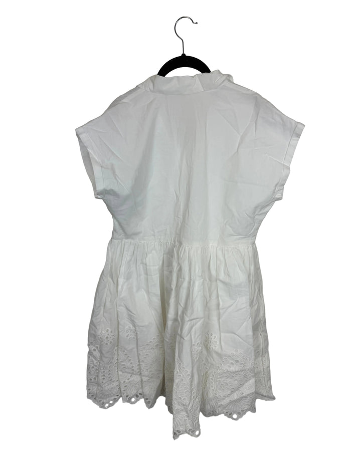 White Button Up Eyelet Dress- Size 8/10