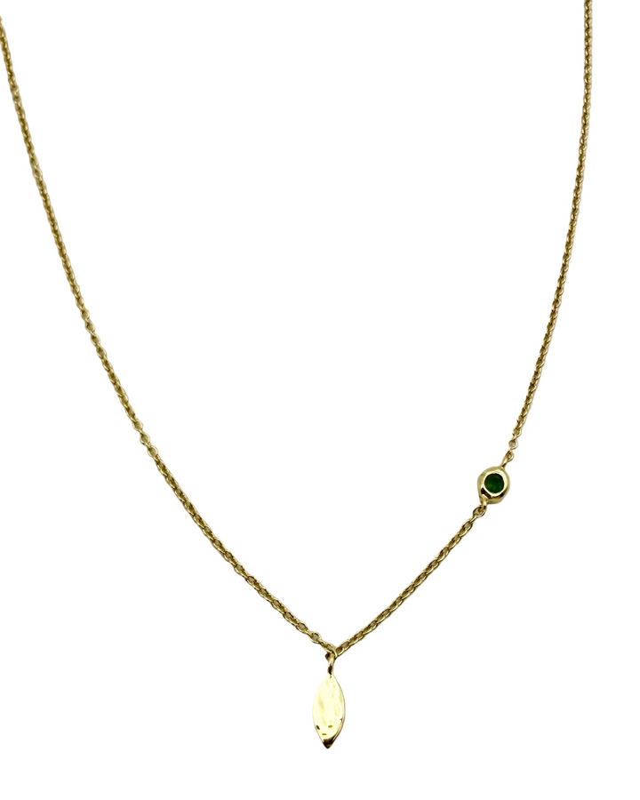 Dainty Green Stone & Gold Pendant Necklace