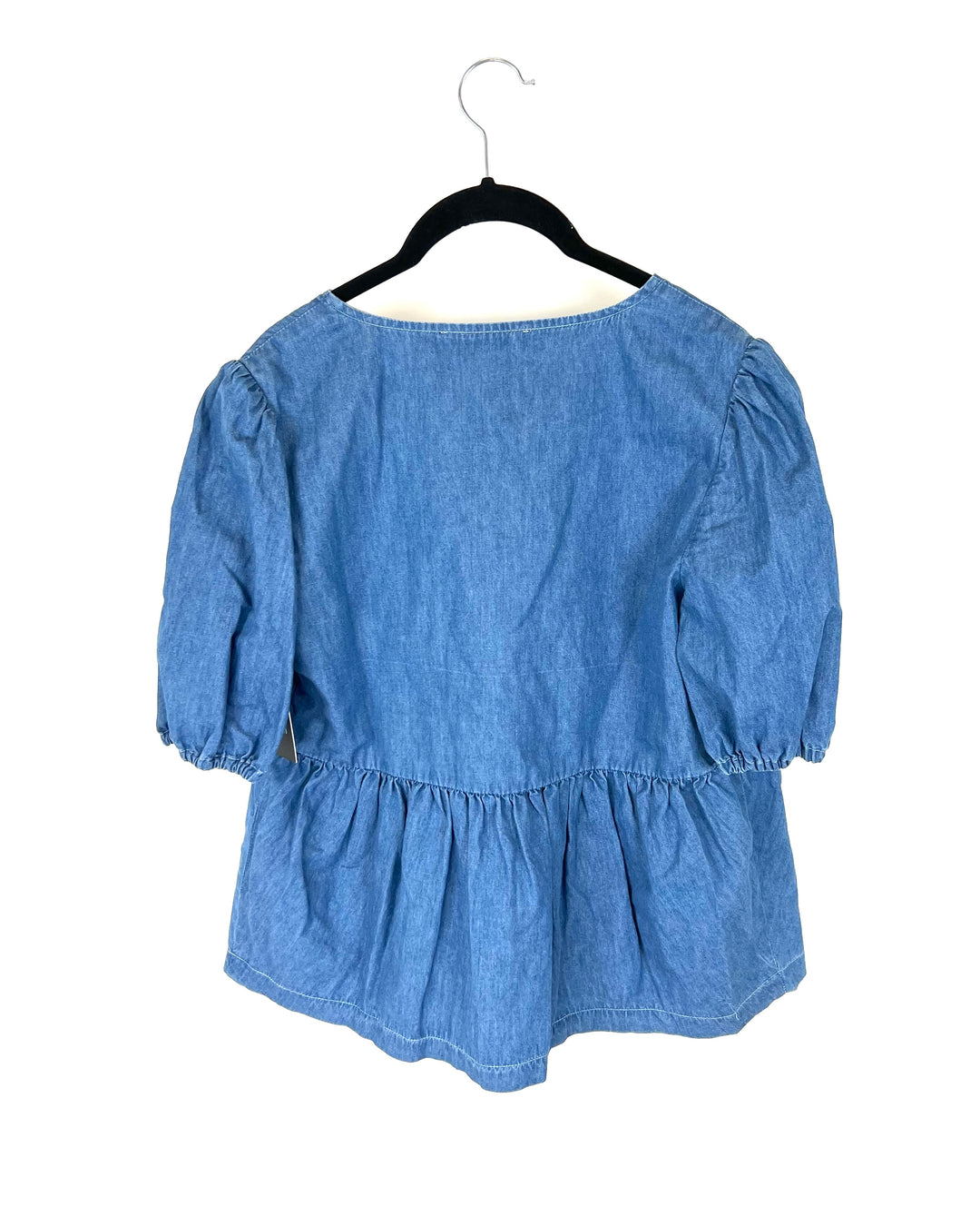 Blue Denim Like Tie Top - Medium