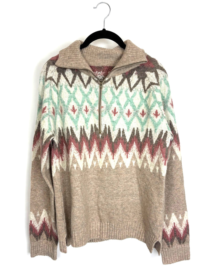 Beige Quarter Zip Sweater - Size 4/6