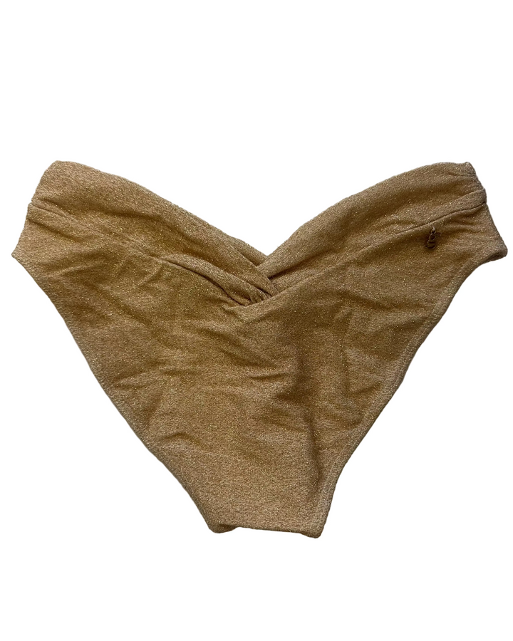 Metallic Gold V-Cut Cheeky Bikini Bottoms - XS - XL