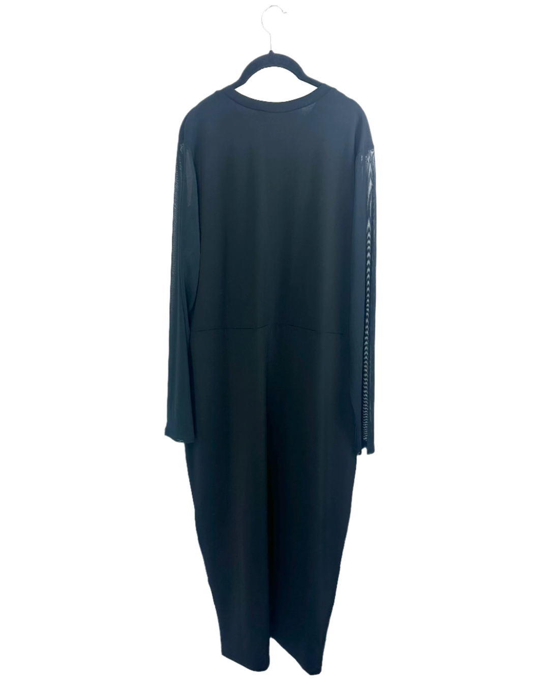 Black Mesh & Velvet Long Sleeve Dress - 2X