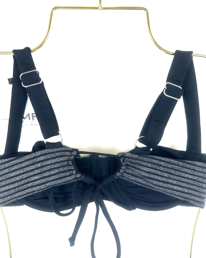 Metallic Black Underwire Bikini Top - XS, M, L, XL, XXL, XXXL