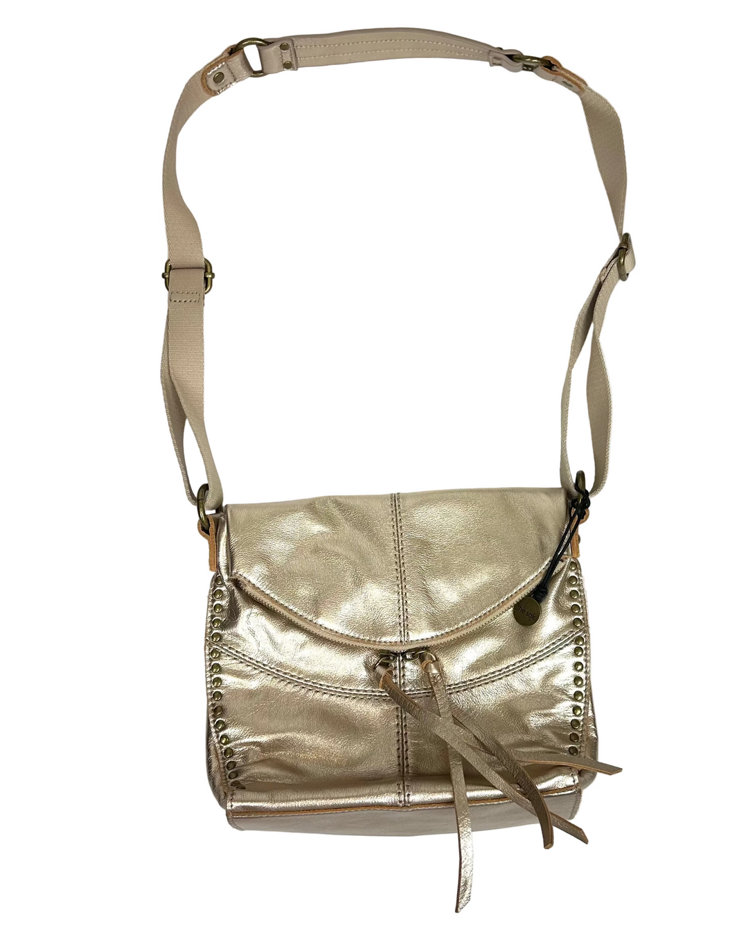 Gold Metallic Leather Saddle Bag