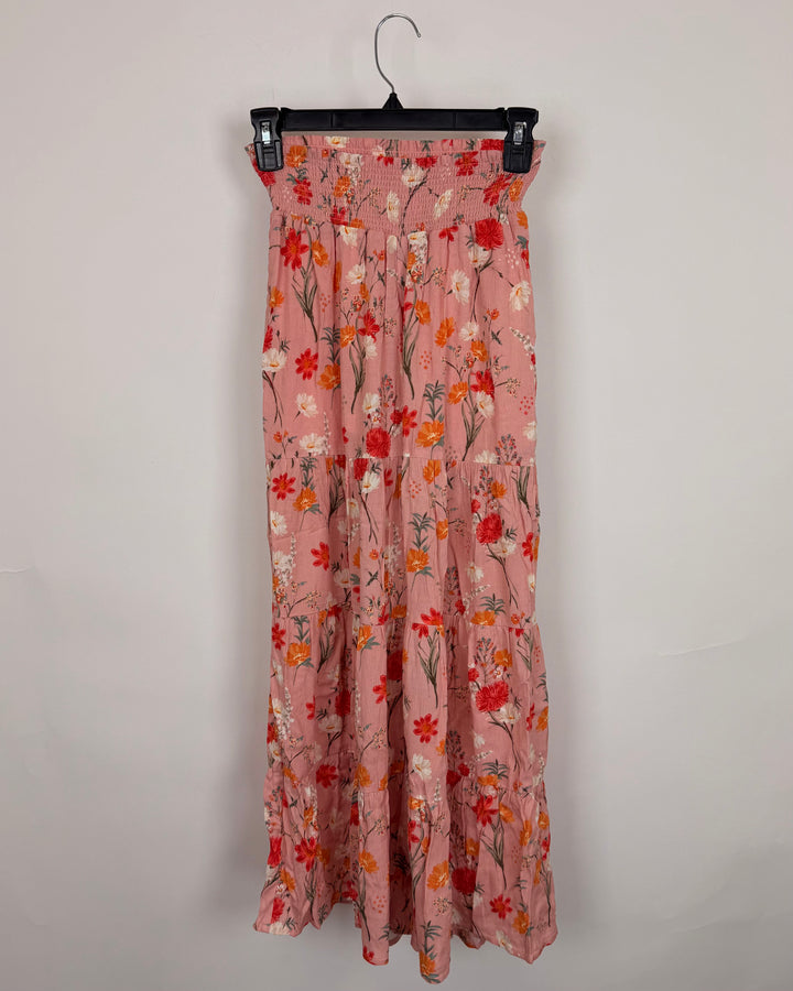 Pink Floral Wide-Leg Pants - Size 00/0