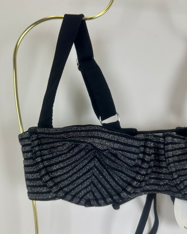 Metallic Black Underwire Bikini Top - XS, M, L, XL, XXL, XXXL
