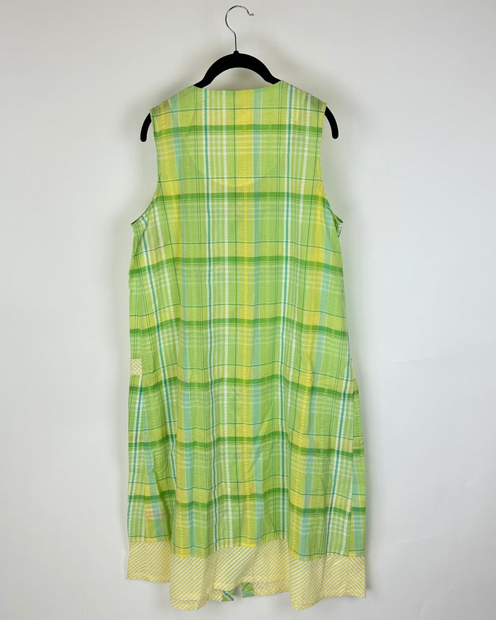 Green And Yellow Plaid House Dress - Size 8/10