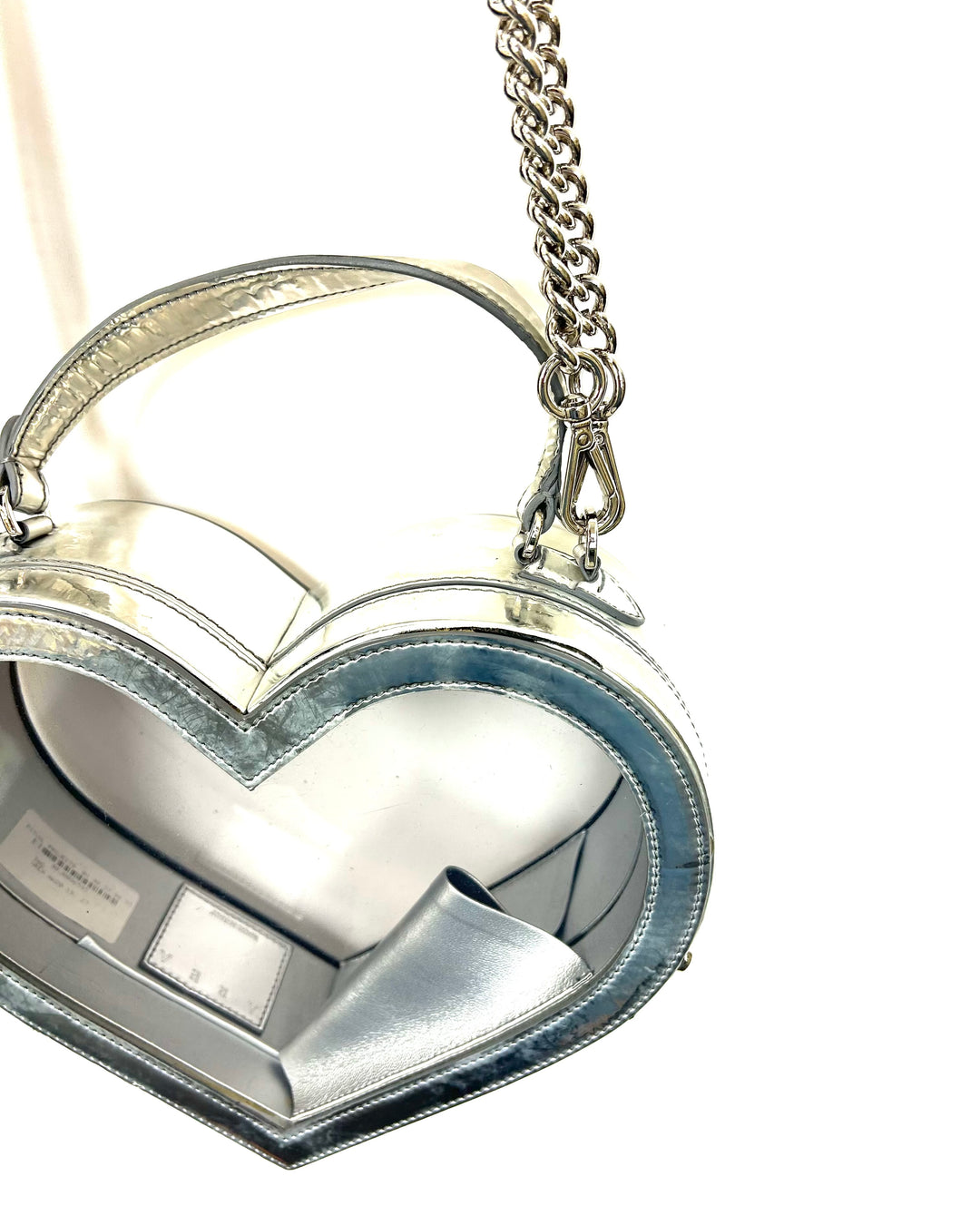 Metallic Silver and Clear Heart Bag