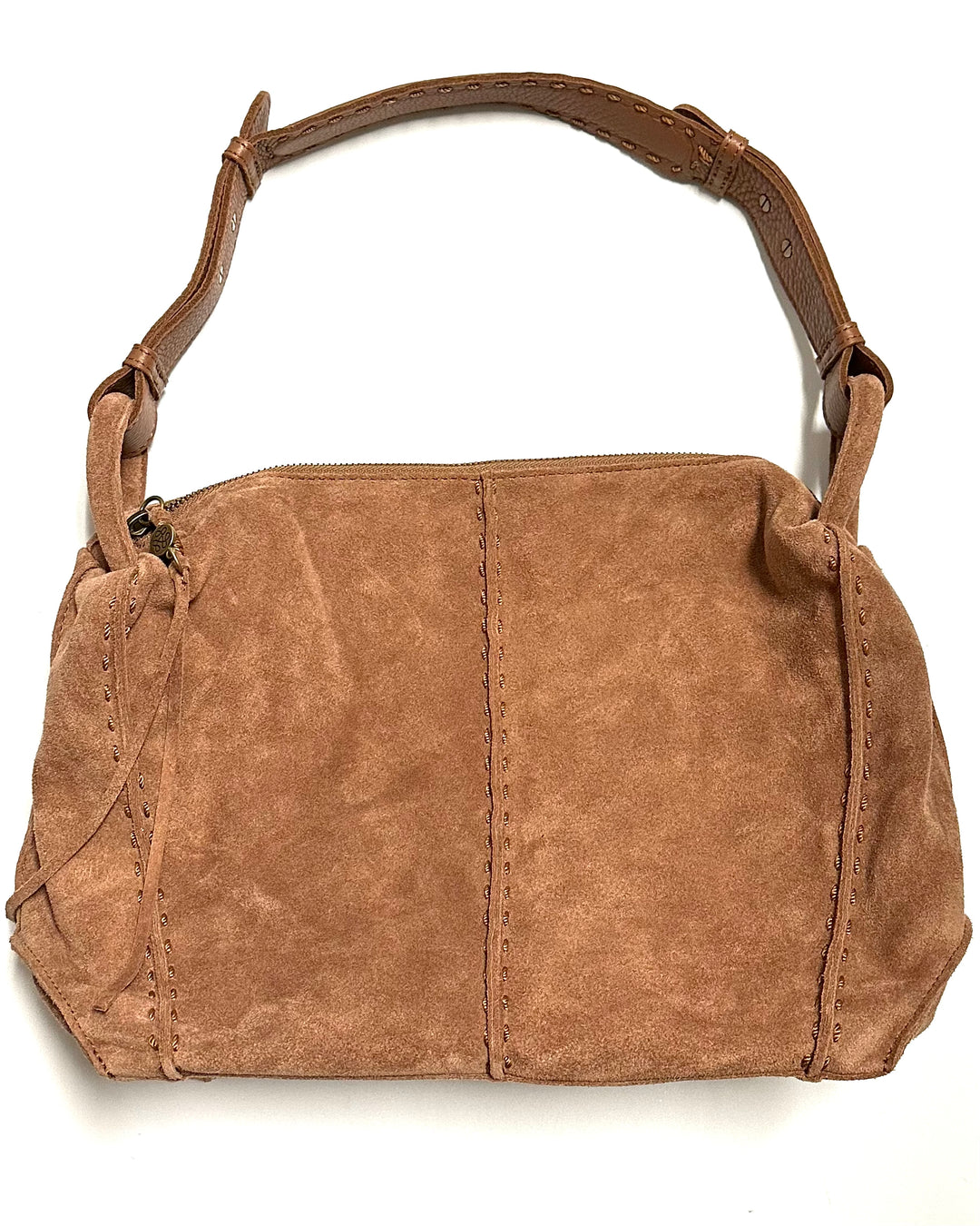 Almond Brown Suede Shoulder Bag