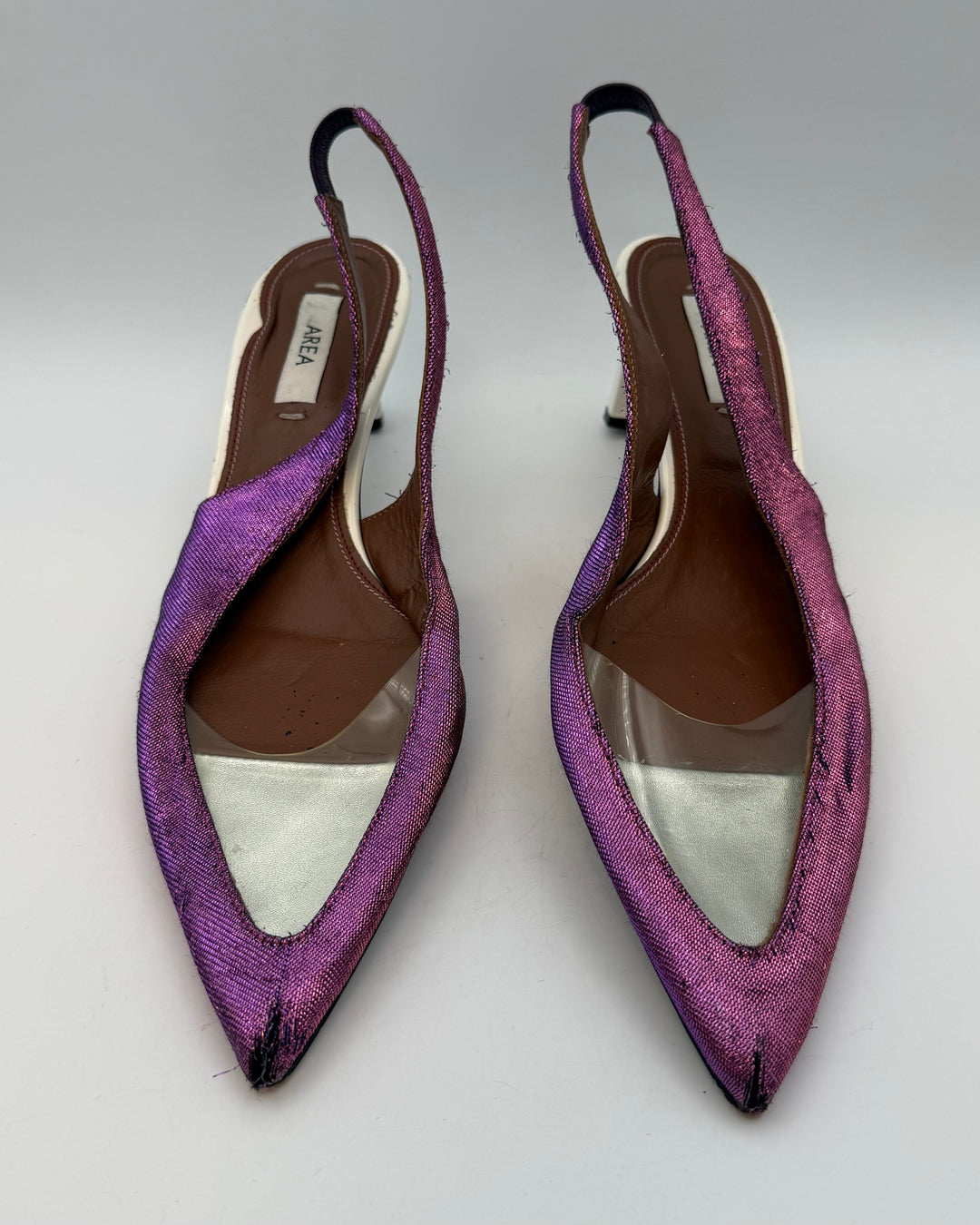 Textured Metallic Pink and White Heels - Size 40