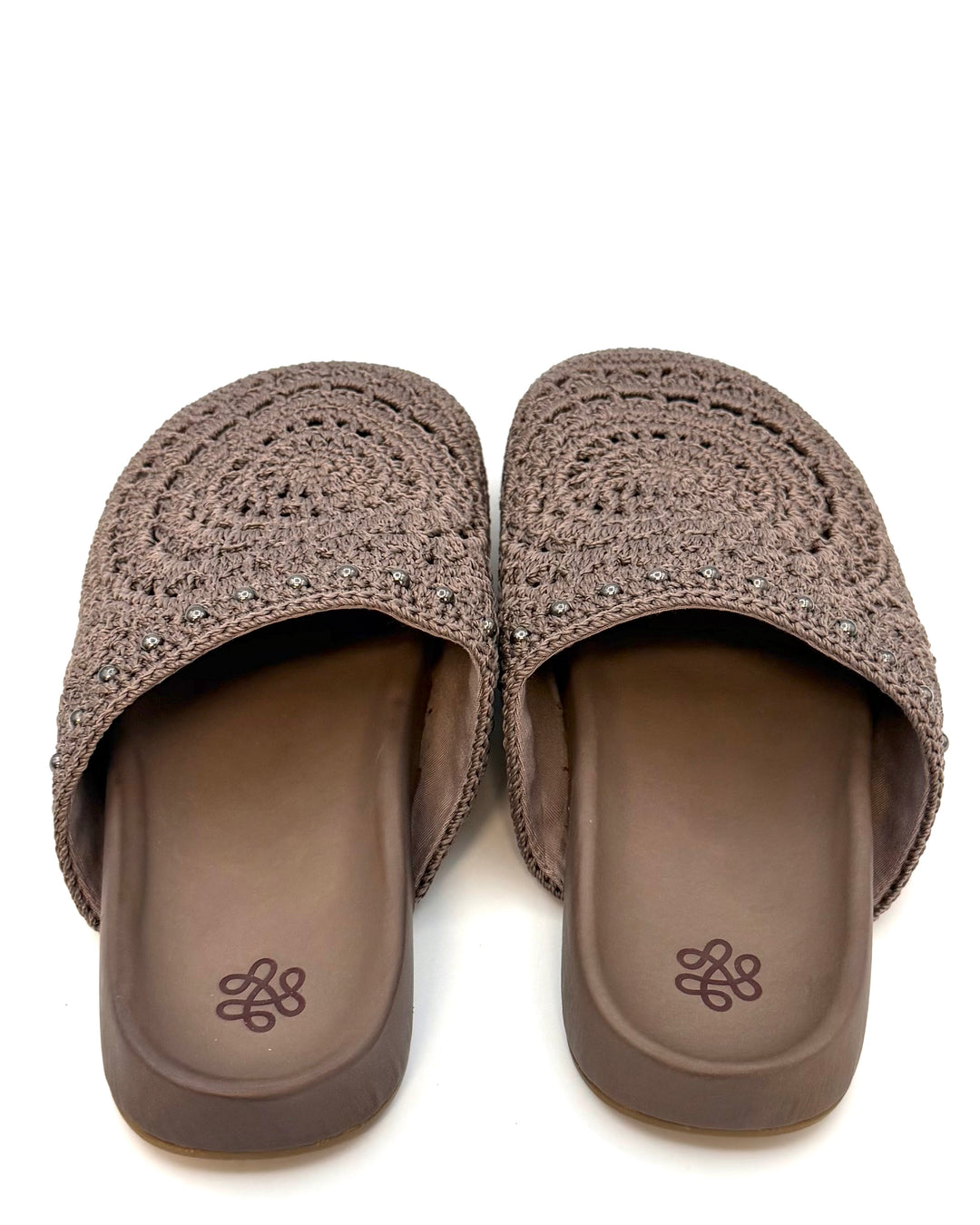 Brown Crochet & Bronze Clogs - Size 8