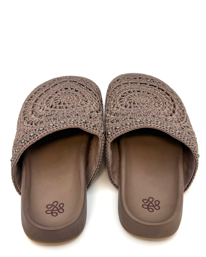 Brown Crochet & Bronze Clogs - Size 8