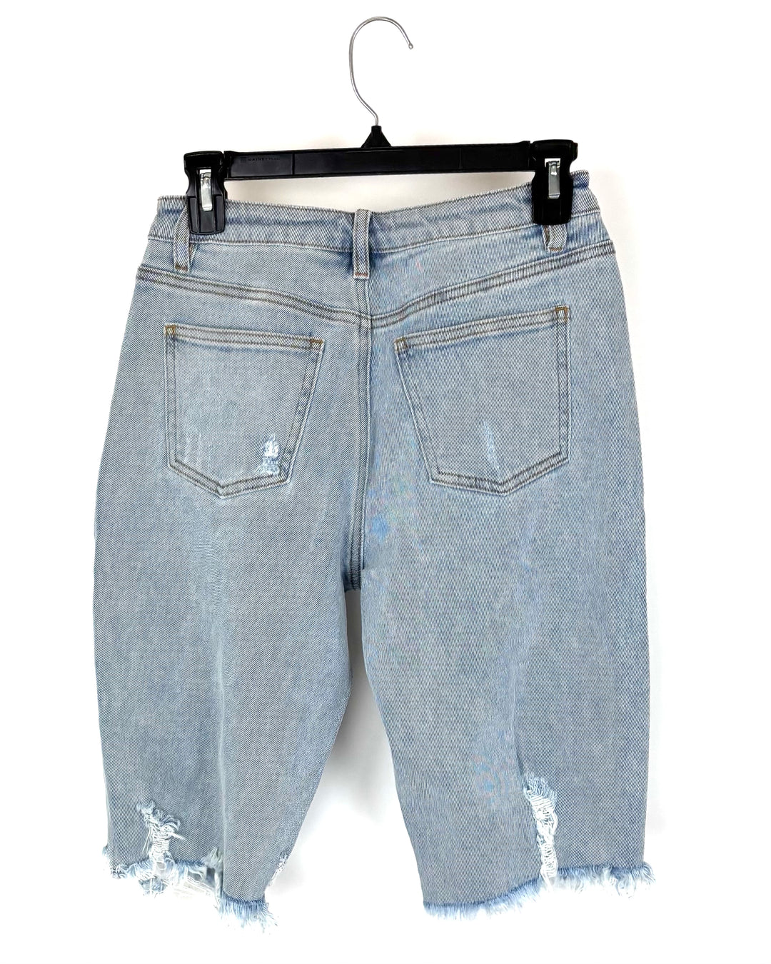 Light Wash Ripped Denim Biker Shorts - Size 2/4