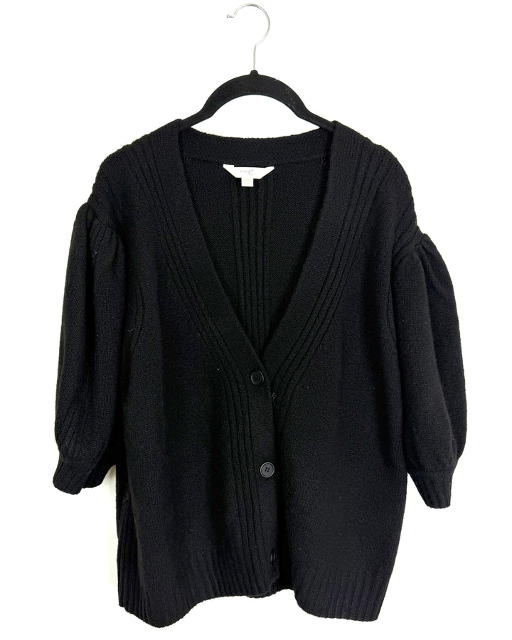 Midnight Black Puff Shoulder Top - Size 16W-18W