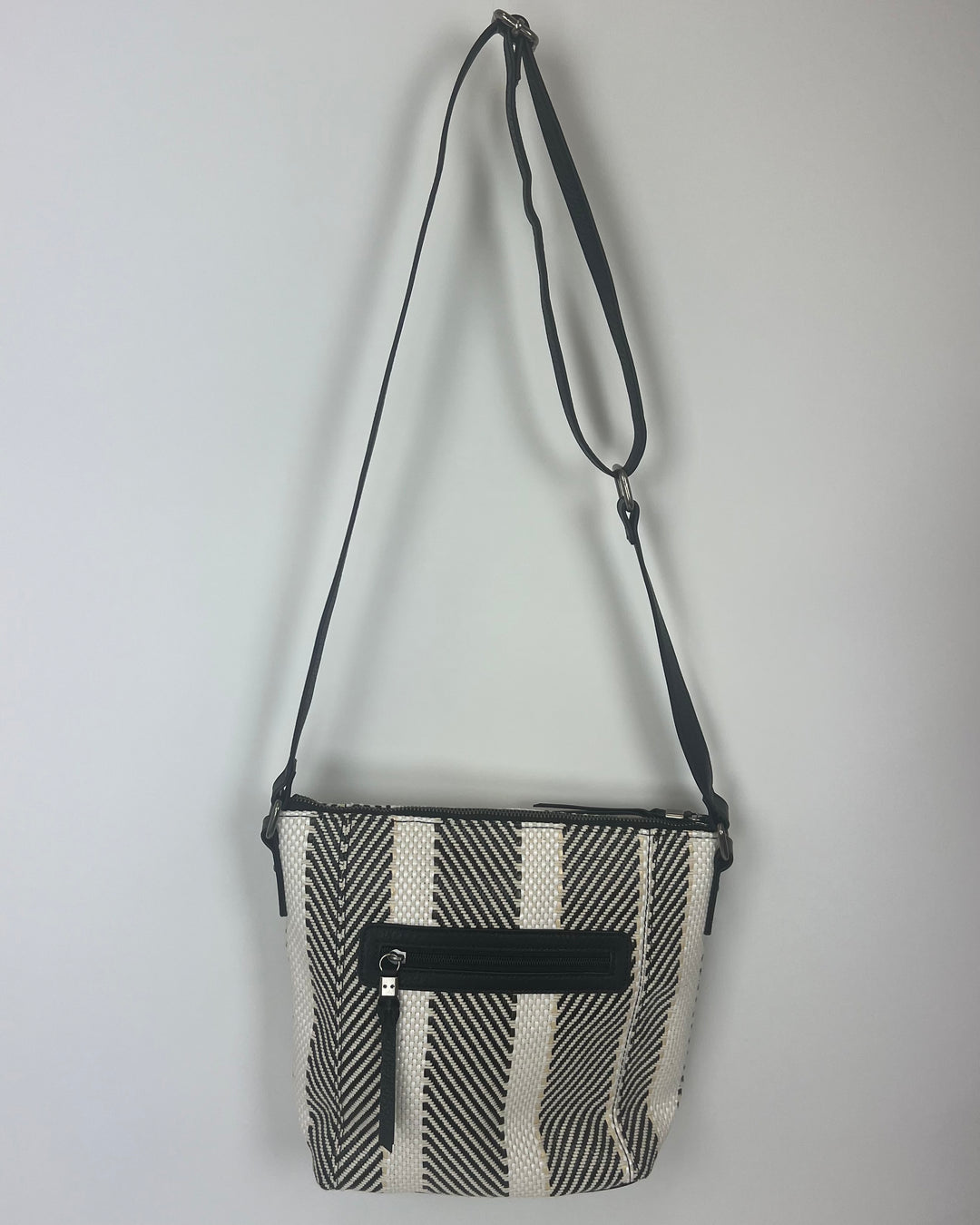 Black, White, and Tan Crossbody Bag