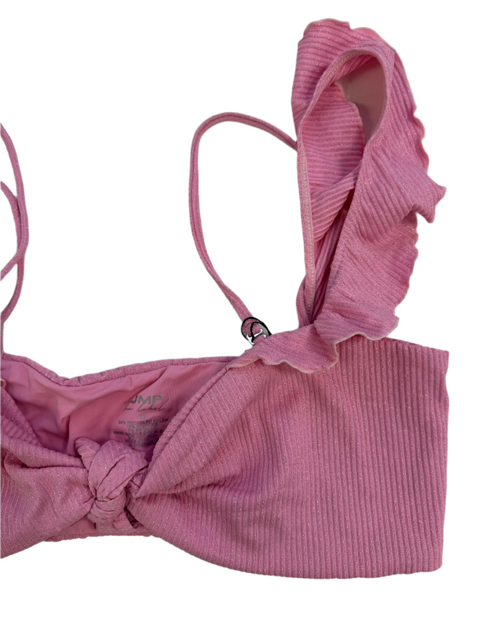 Pink Metallic Ruffle Bikini Top - Extra Extra Large