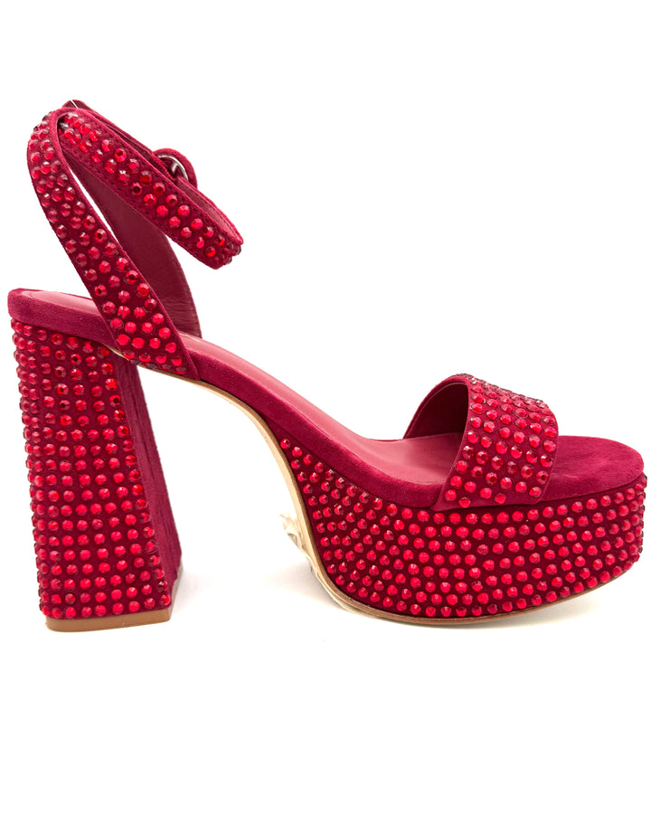 Red Rhinestone Platform Heels - Size 7.5