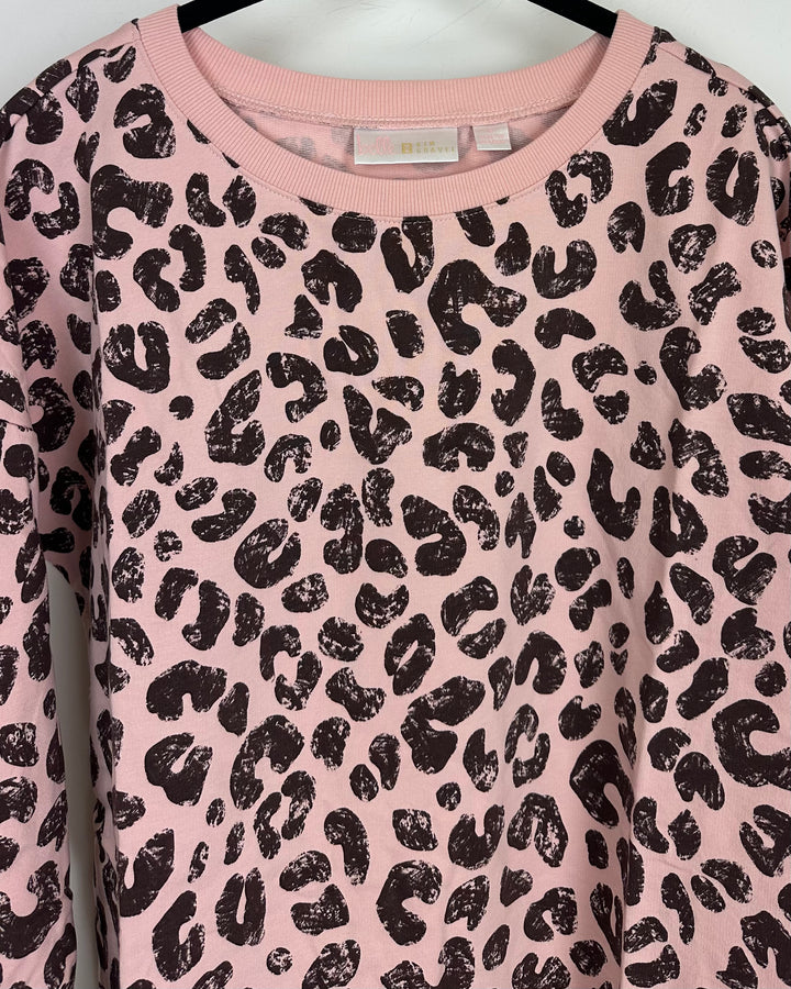Pink Leopard Print Top - Size 6/8