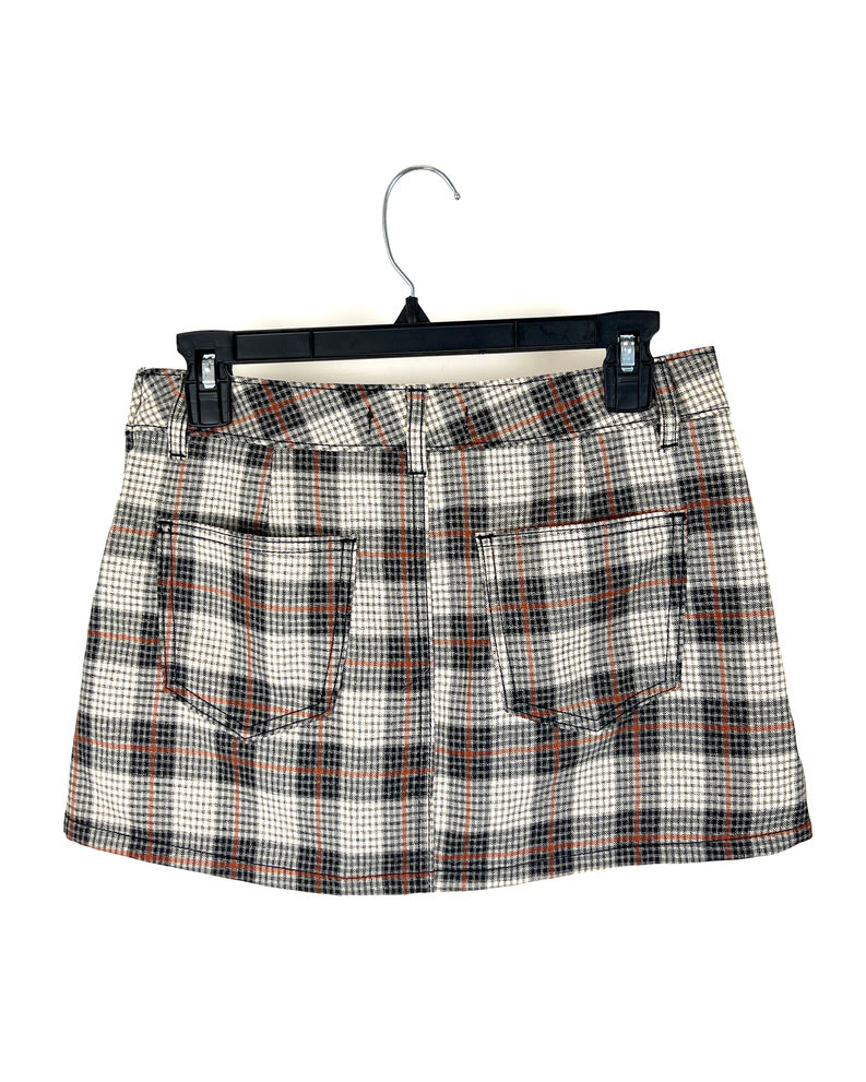 Brown Plaid Pleated Skort - Small