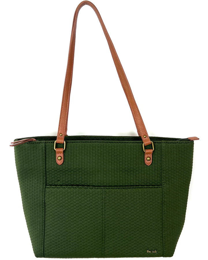 Olive Green Textured Shoulder Bag