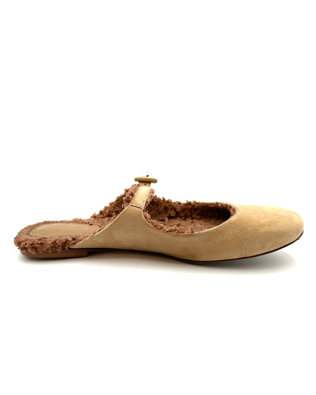Tan Suede Flat Mule - Size 6.5