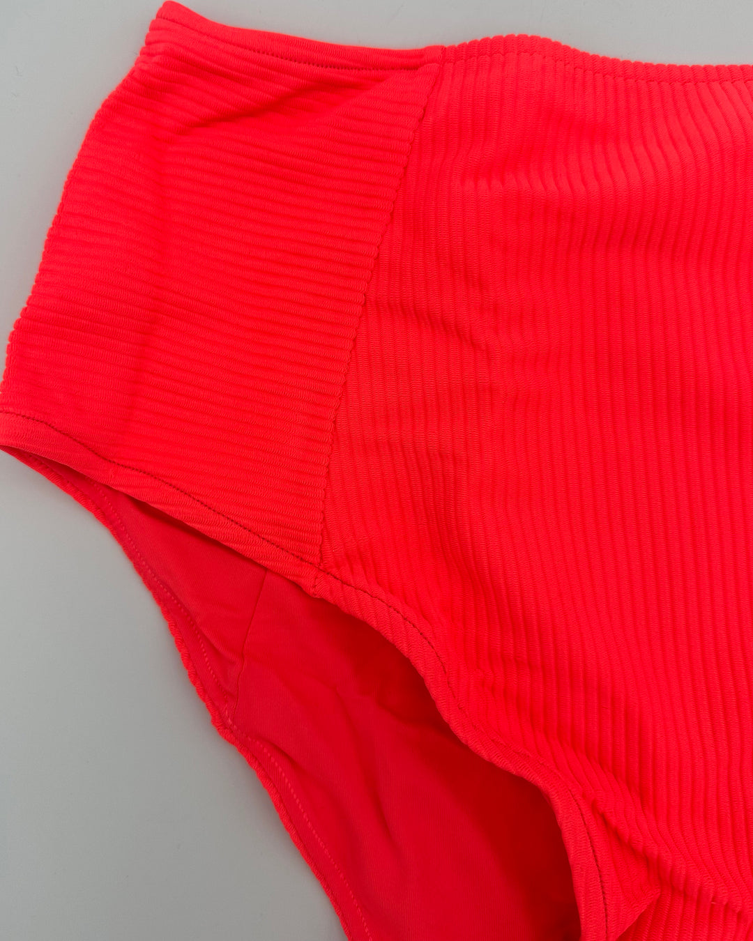 Neon Coral High Waist Moderate Coverage Bikini Bottom -  XS, S, XXL, XXXL