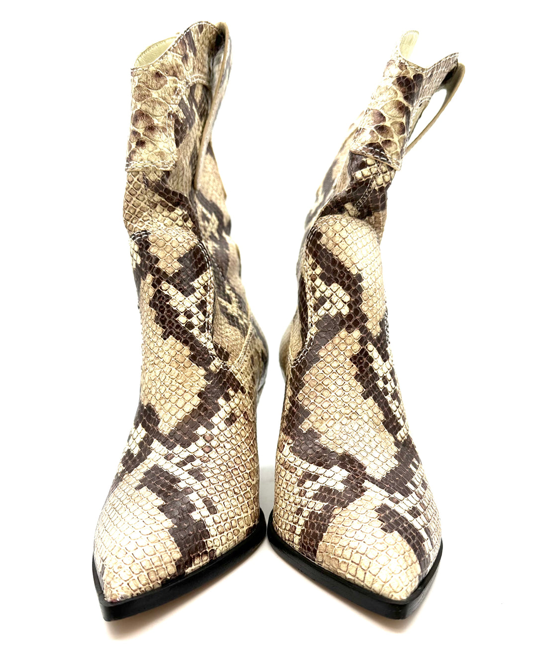 Tan Snake Print Cowboy Boot - Size 10